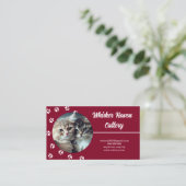 赤いエレガントCattery名刺のカスタム写真 名刺 (スタンド正面)