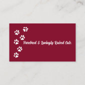 赤いエレガントCattery名刺のカスタム写真 名刺 (裏面)