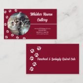 赤いエレガントCattery名刺のカスタム写真 名刺 (正面/裏面)