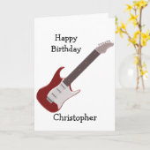 赤いエレキギターのデザインはちょうど一流の誕生日を加えます カード (黄色い花)