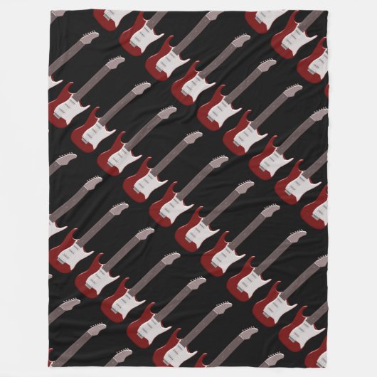 赤いエレキギターのデザイン フリースブランケット (正面)