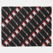 赤いエレキギターのデザイン フリースブランケット (正面(横))