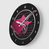 赤いエレキギターの円形の柱時計 ラージ壁時計 (傾斜)