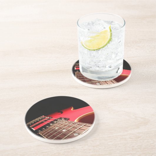 赤いエレキギターの写真-個人化して下さい コースター (側面)