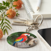 赤いオウムのキーリング キーホルダー (側面)