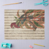 赤いオウムの黄褐色のストライプデコページ 薄葉紙 (クラフト)