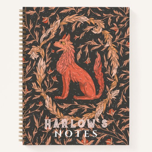 赤いオオカミ/キツネのような神話の生き物 ノートブック (正面)