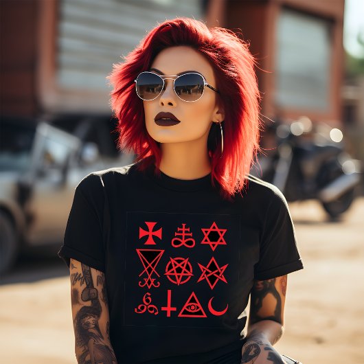 赤いオカルト記号 Tシャツ