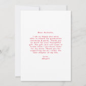 赤いオフセットアーチ写真卒業 サンキューカード (裏面)