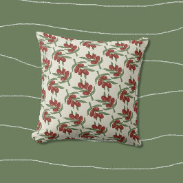 赤いオリーブ模様の淡い黄色の装飾用クッション クッション