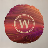 赤いオレンジと紫の輝く渦巻きイニシャル ラウンドクッション