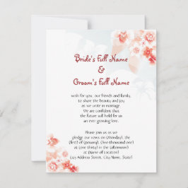 赤いオレンジのハワイのハイビスカス 招待状