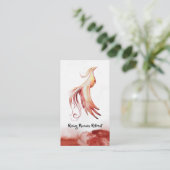*~*赤いオレンジのバーガンディの羽とフェニックスの炎 名刺 (スタンド正面)