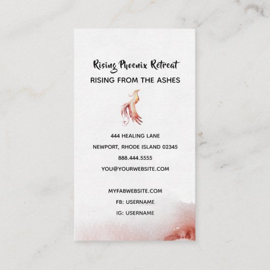 *~*赤いオレンジのバーガンディの羽とフェニックスの炎 名刺 (裏面)