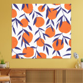 赤いオレンジの熱帯、シームレスなパターン。 キャンバスプリント (インサイチュ (リビング))