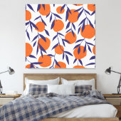 赤いオレンジの熱帯、シームレスなパターン。 キャンバスプリント (インサイチュ (寝室))