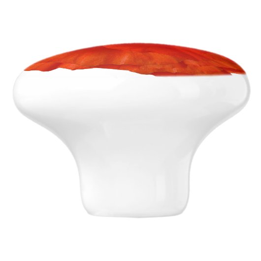 赤いオレンジケシの花の引出しの引きのノブ セラミックノブ (側面)