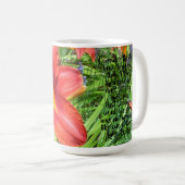 赤いオレンジワスレグサのコーヒー・マグ、ルークの12:27 コーヒーマグカップ (正面右)