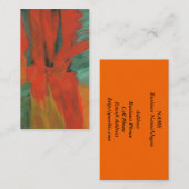 赤いオレンジ緑金ゴールドを絵を描く抽象美術 名刺 (正面/裏面)