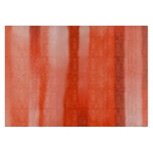 赤いオレンジ縞MEDのガラスまな板 カッティングボード (正面)