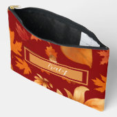 赤いオレンジ色の紅葉と金ゴールドかわいらしカスタム アクセサリーポーチ (見開き)