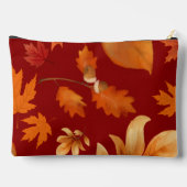 赤いオレンジ色の紅葉と金ゴールドかわいらしカスタム アクセサリーポーチ (裏面)