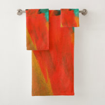 赤いオレンジ金ゴールドの緑を絵を描く抽象美術