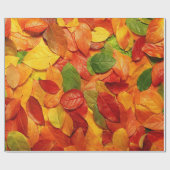 赤いオレンジ金ゴールド及び緑の秋の楕円形の葉 ラッピングペーパー (フラット)