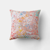 赤いオレンジ青の抽象芸術の花のハンドメイドのデザイン クッション (裏面)