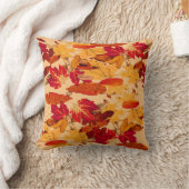 赤いオレンジ黄色ブラウンの秋の群葉 クッション (ブランケット)