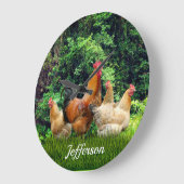 赤いオンドリとヘン ラージ壁時計 (傾斜)