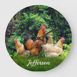 赤いオンドリとヘン ラージ壁時計