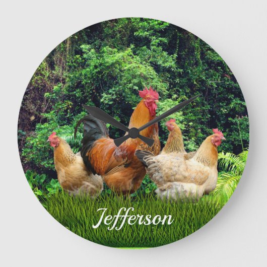 赤いオンドリとヘン ラージ壁時計 (正面)