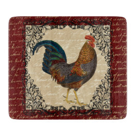 赤いオンドリのヴィンテージ カッティングボード