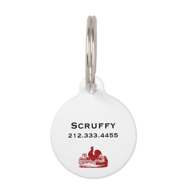 赤いオンドリの古い農家のヴィンテージ ペット　ネームタグ (裏面)