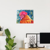 赤いオンドリ色 ポスター (ホームオフィス)