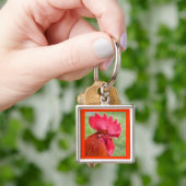 赤いオンドリKeychain キーホルダー (手)