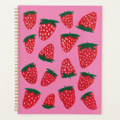 赤いオーガニックピンク色の背景の夏のイチゴ プランナー手帳 (正面)