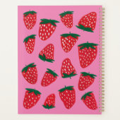 赤いオーガニックピンク色の背景の夏のイチゴ プランナー手帳 (裏面)