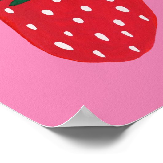 赤いオーガニックピンク色の背景の夏のイチゴ ポスター (角)