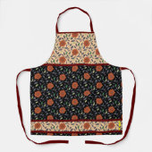 赤いオークレフラワーエプロン葉付きエプロン エプロン (正面)