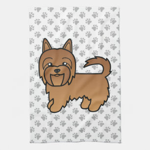 赤いオーストラリアン・テリア かわいいキャラクターデザインの犬 キッチンタオル
