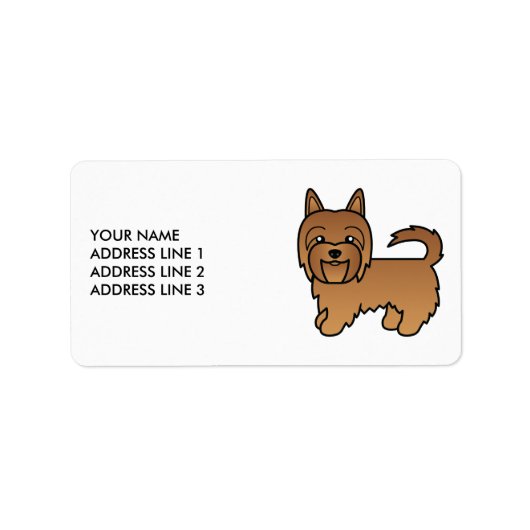 赤いオーストラリアン・テリア かわいいキャラクターデザインの犬 ラベル (正面)