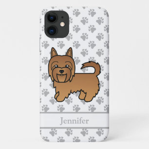 赤いオーストラリアン・テリア かわいい漫画の犬と名前 iPhone 11 ケース