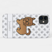 赤いオーストラリアン・テリア かわいい漫画の犬と名前 Case-Mate iPhoneケース (裏面(横))