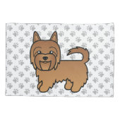 赤いオーストラリアン・テリア かわいい漫画の犬 枕カバー (裏面)