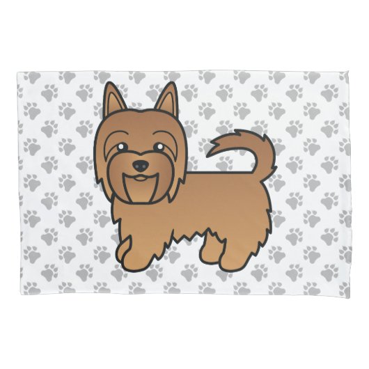 赤いオーストラリアン・テリア かわいい漫画の犬 枕カバー (正面)
