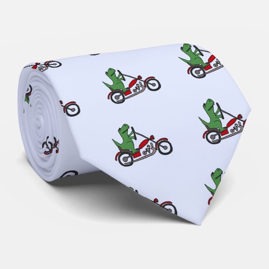 赤いオートバイのおもしろいなTレックスの恐竜 ネクタイ (ロール)