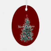 赤いオーナメントと星のクリスマスツリー メタルオーナメント (正面右)