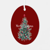 赤いオーナメントと星のクリスマスツリー メタルオーナメント (正面左)